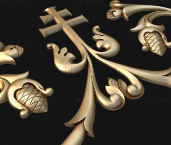 3D модель 3д модель церковного декора, крест и растительный узор (STL)