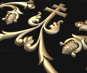 3D model 3d model of church decor, cross and floral pattern (STL)