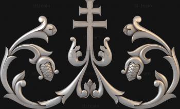 3D model 3d model of church decor, cross and floral pattern (STL)