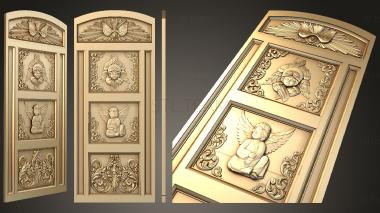 3D модель Дверь в церковном стиле с ангелами и херувимами на филенках (STL)