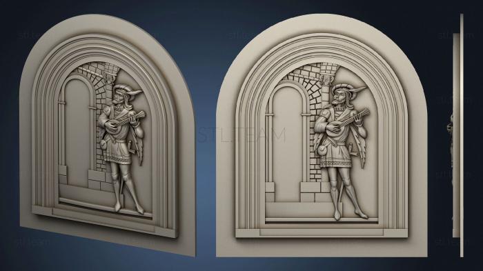 3D model Front door with an old musician (STL)