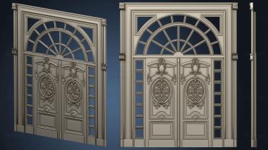 3D модель Двери резные с витражем двустворчатые (STL)