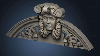 3D model Building facade arch with a girls mask (STL)