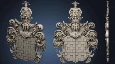 3D model Coat of arms with chessboard factua and jester (STL)