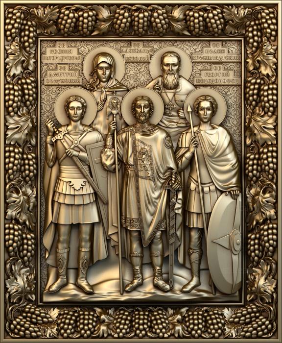 St. Xenia of Petersburg , St. Dmitry Solunsky , St. Alexander Nevsky , St.John of Kronstadt , St. George the Victorious