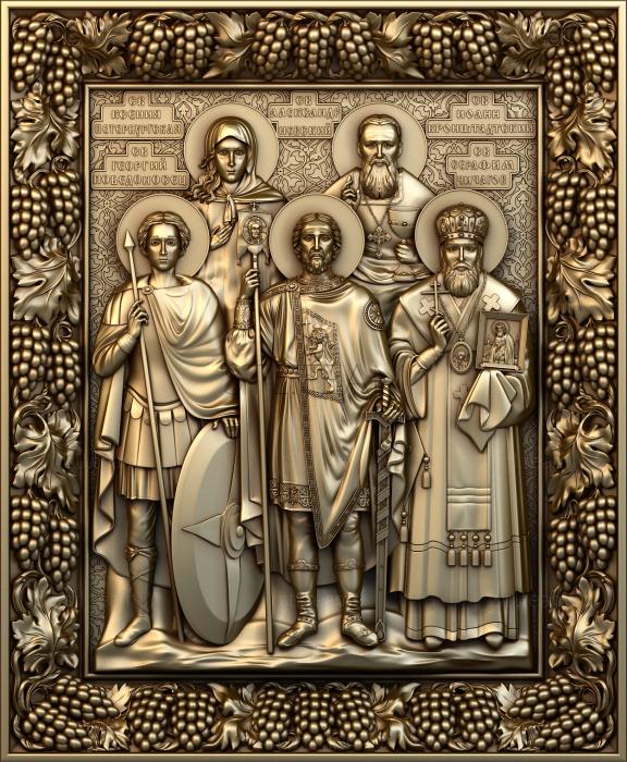 Иконы St. Xenia of Petersburg , St. George the Victorious , St. Alexander Nevsky , St.John of Kronstadt , St.Seraphim Chichagov