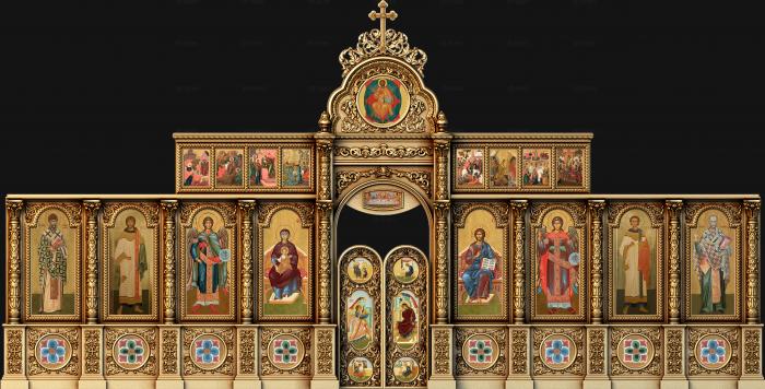 3d stl модель резного православного иконостаса с крестами