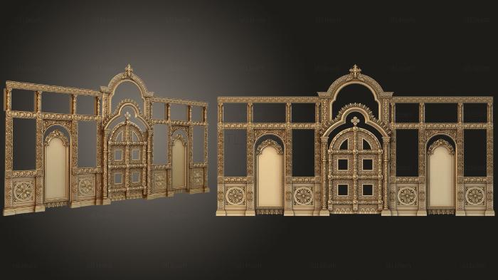 3D model Iconostasis with shallow carvings and deacon's gates (STL)