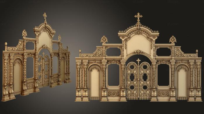 3D model Iconostasis with four-sided round columns and two tiers (STL)