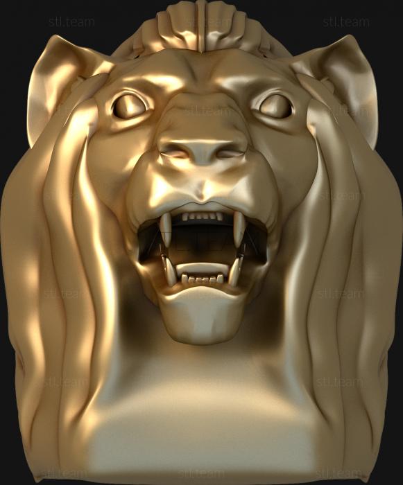3D модель Морда рычащего льва (STL)