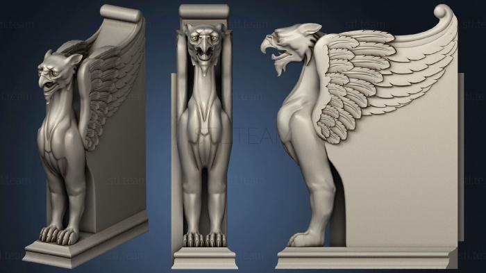 3D модель Боковина скамейки лев с крыльями (STL)