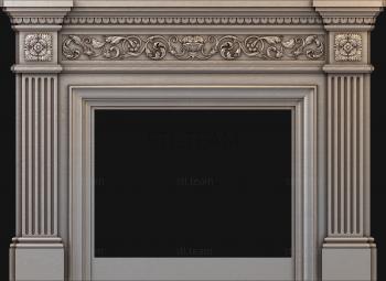 3D model Fireplace, 3d stl model for CNC, with pilasters (STL)