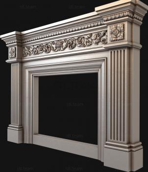 3D model Fireplace, 3d stl model for CNC, with pilasters (STL)