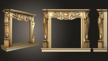 3D model Fireplace in classic style with separate parts (STL)