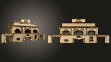 3D модель Камин с несколькими отделениями для огня в обрамлении декоров (STL)