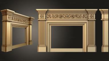 3D model Fireplace with carved decorations and flutes (STL)