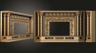3D model Carved fireplace with pillars (STL)