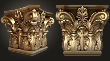 3D model Capital with decors four-sided (STL)