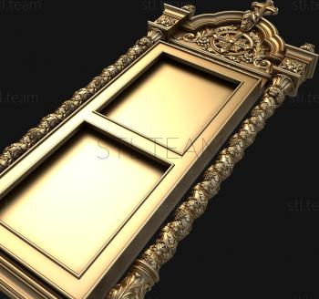 3D модель Киот с виноградной лозой и резным крестом в купольной арке (STL)