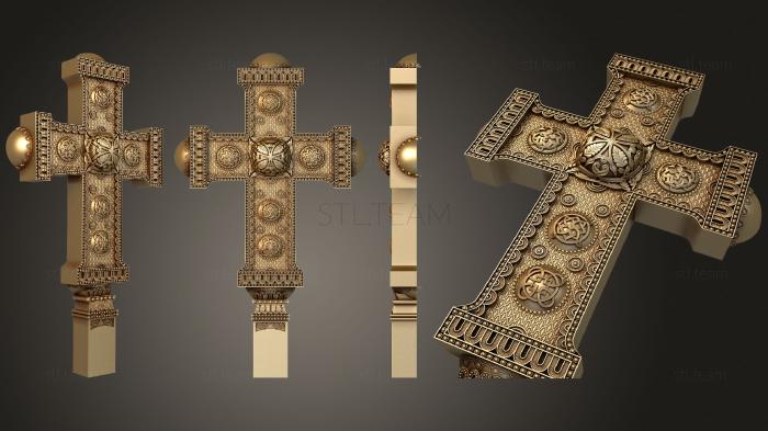 3D model Cross saturated with decors and relief background (STL)