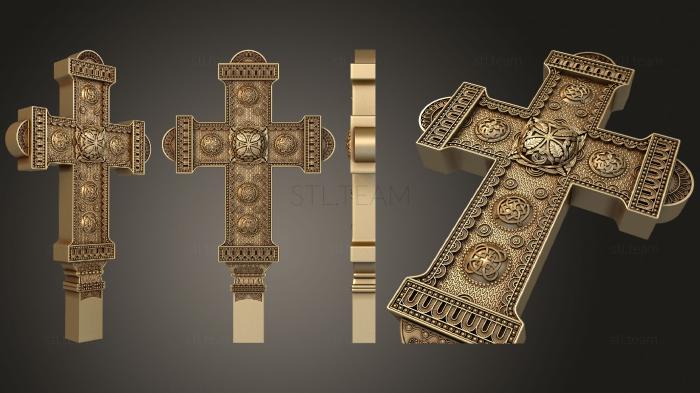 Cross saturated with decors and relief background