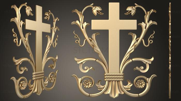 3D model Cross with decors on the panel (STL)