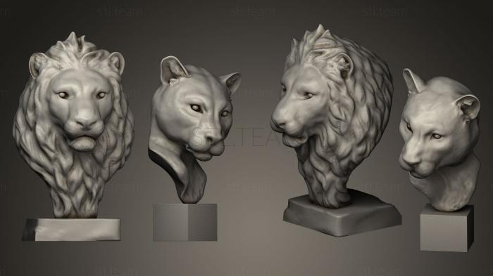 3D model Lion and Lioness heads (STL)