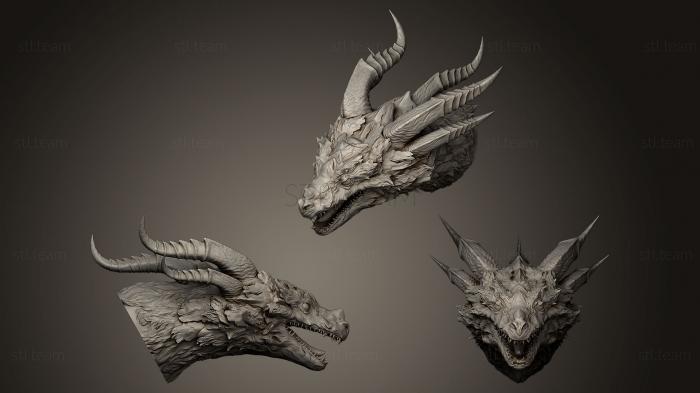 3D модель Скульптура головы Дракона 02 (STL)