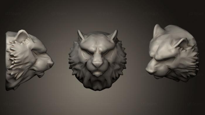 Маски и морды животных Low Poly Tiger Bust for 3D Print
