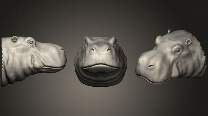 3D model Hippo Head Fridge Magnet (STL)