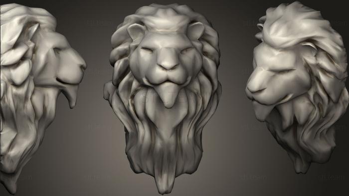 3D model Lion Head Lowpoly Fixed (STL)
