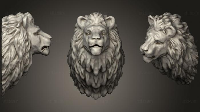 3D модель Голова льва с бляхой из гривы (STL)
