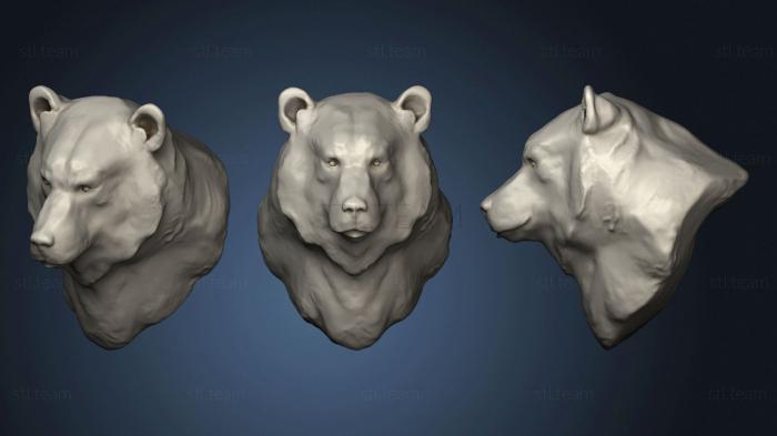 Маски и морды животных Высокополигональный медведь с текстурами 2