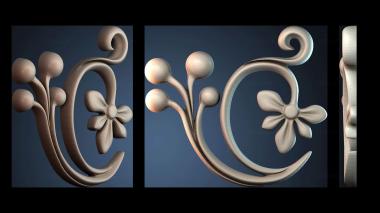 3D модель Цветочный узор и бутоны (STL)