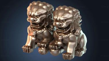 3D модель Китайские львы-хранители (STL)