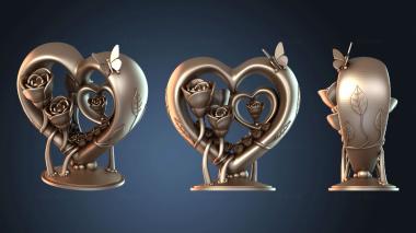 3D модель Украшения в виде сердца и роз для мам (STL)