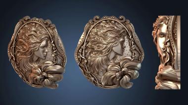 3D модель Медальон с лицом девушки (STL)