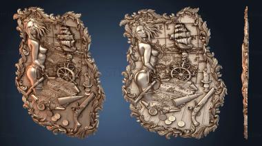 3D model Naked Woman Pirate Boat CNC Frame (STL)