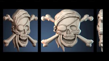3D model Pirate Skull with Bones (STL)