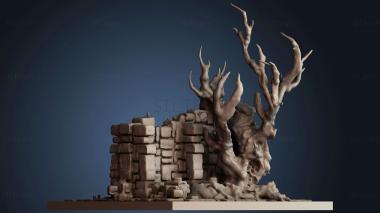 3D модель Призрачные руины с деревом (STL)