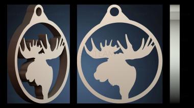 3D модель Брелок в виде головы лося (STL)