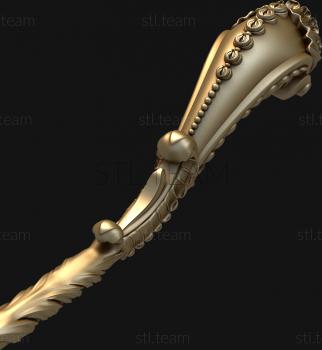 3D модель Богато орнаментированная изогнутая мебельная ножка (STL)