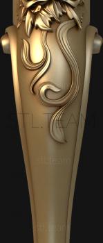3D model Furniture leg with roses and curved scrolls in Art Nouveau style (STL)