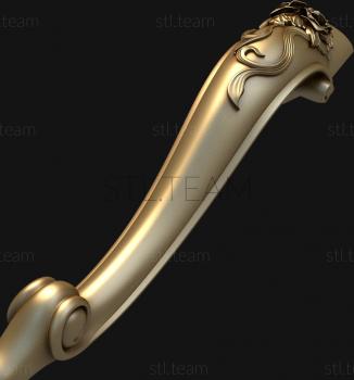 3D model Furniture leg with roses and curved scrolls in Art Nouveau style (STL)