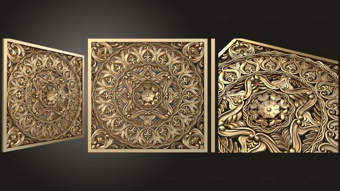 Square panel with carvings in Asian style