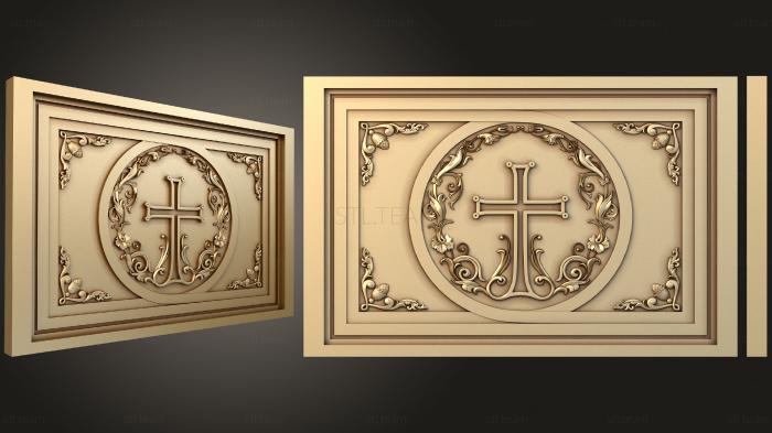 3D модель Панель на престол с крестом и декорами (STL)