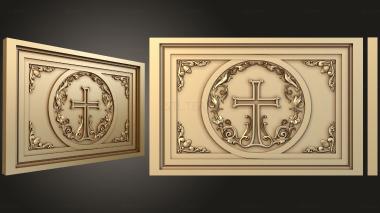 3D модель Панель на престол с крестом и декорами (STL)