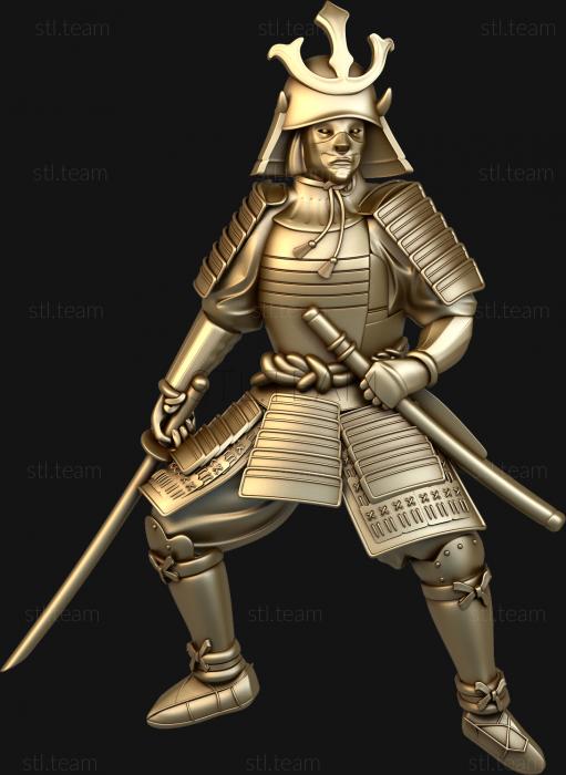 3D model Japanese warrior with a sword (STL)