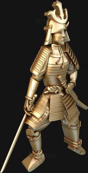 3D model Japanese warrior with a sword (STL)