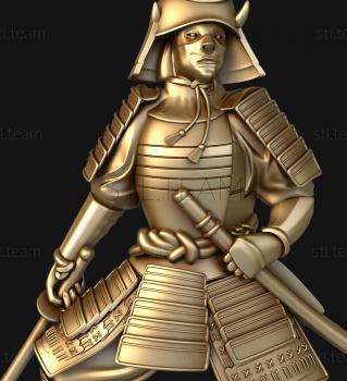 3D model Japanese warrior with a sword (STL)